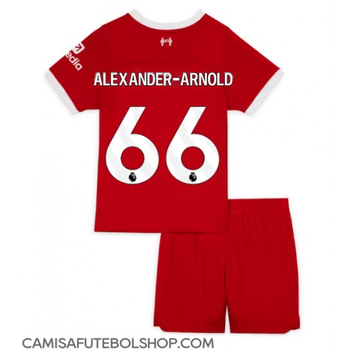 Camisa de time de futebol Liverpool Alexander-Arnold #66 Replicas 1º Equipamento Infantil 2023-24 Manga Curta (+ Calças curtas)